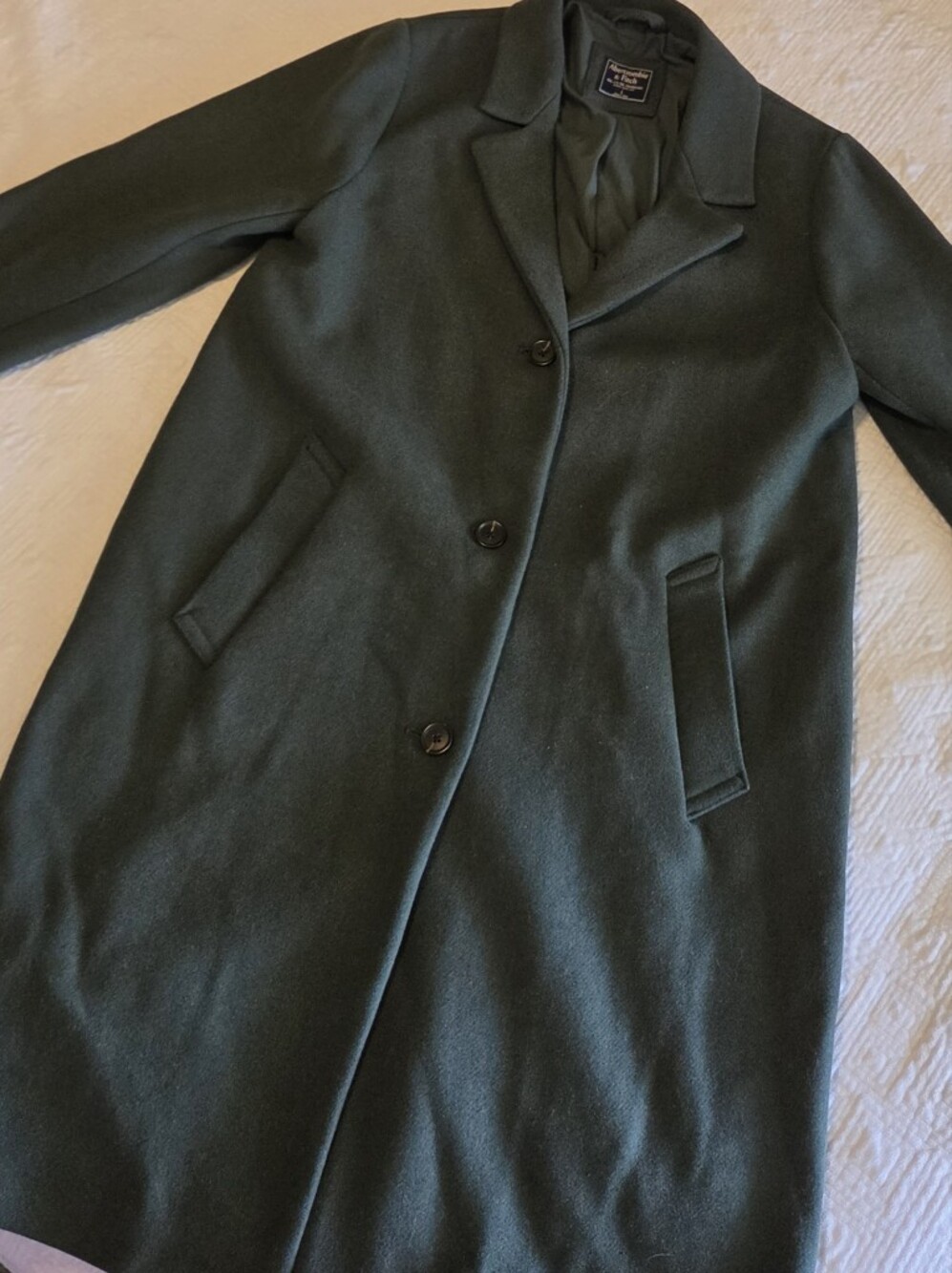 Abercrombie & Fitch Wool-Blend Tailored Topcoat, Size Large